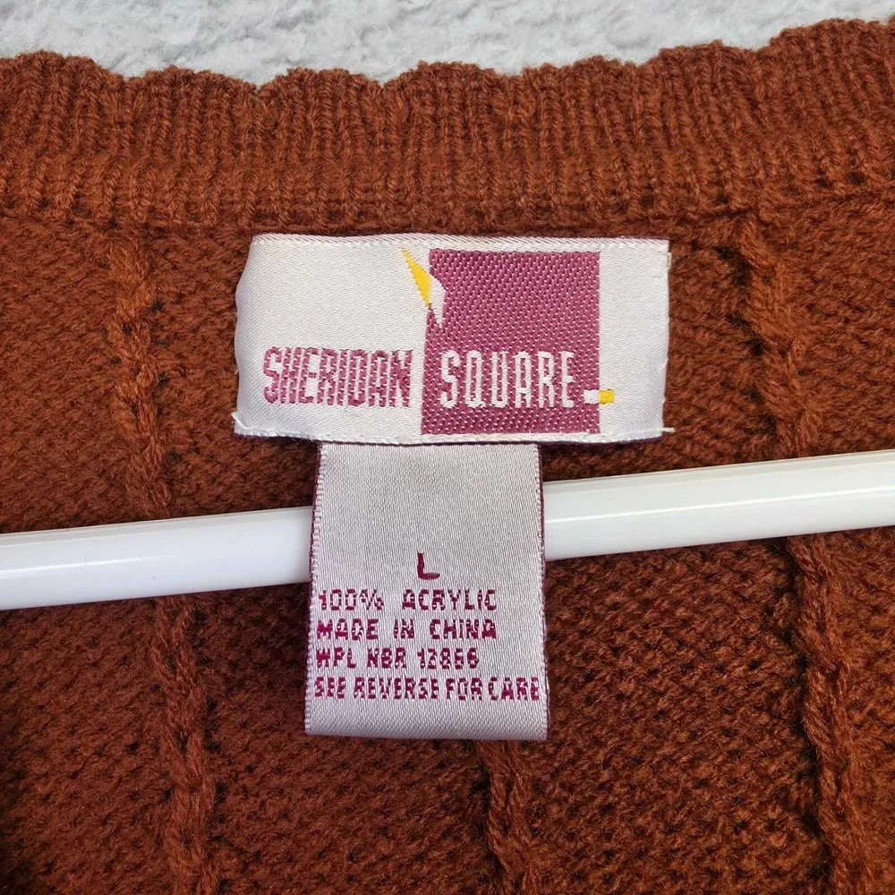 Sheridan Square Cardigan Womens L Orange Button Up Scalloped Cottagecore Grandma